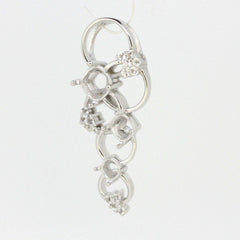 Platinum Semi Mount Pendant Setting Cushion Cu7x7 5x5 & 4x4mm Diamond Accent Syzjewelry