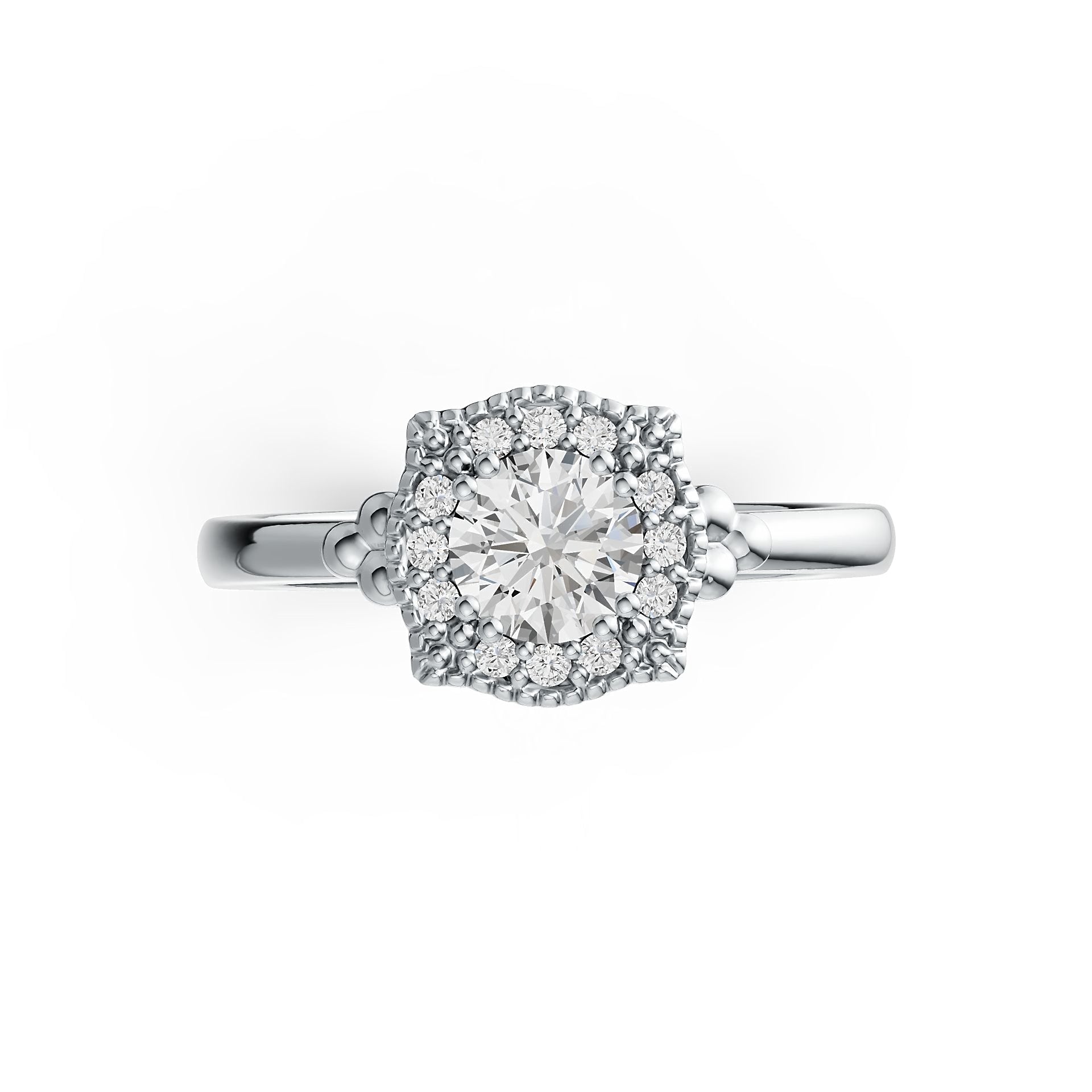 Platinum Semi Mount Ring Setting Round RD 5x5mm Halo Diamond Accent DHJ