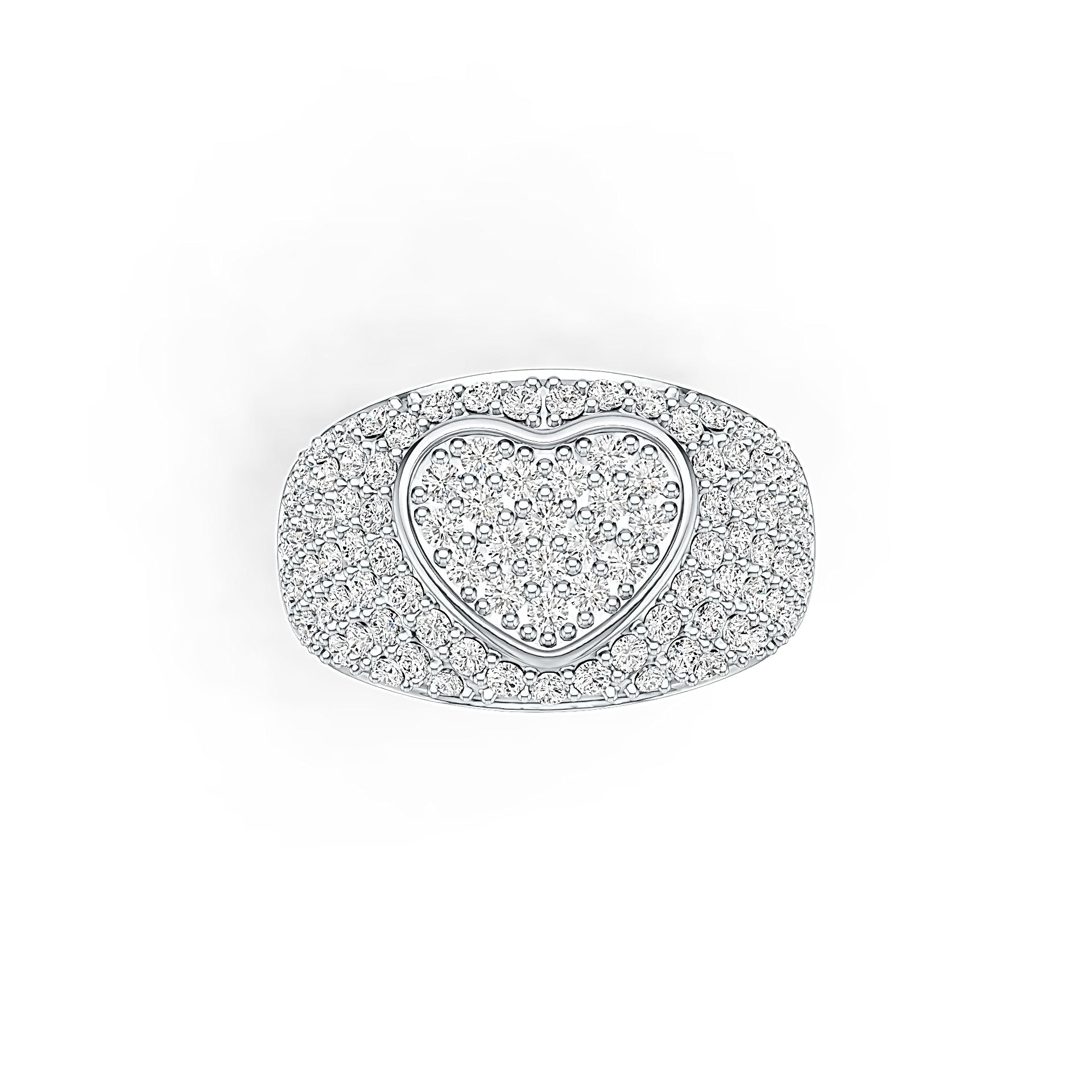 14K Gold Pave Ring Heart Theme with White Topaz or Moissanite Diamond Accent DHJ