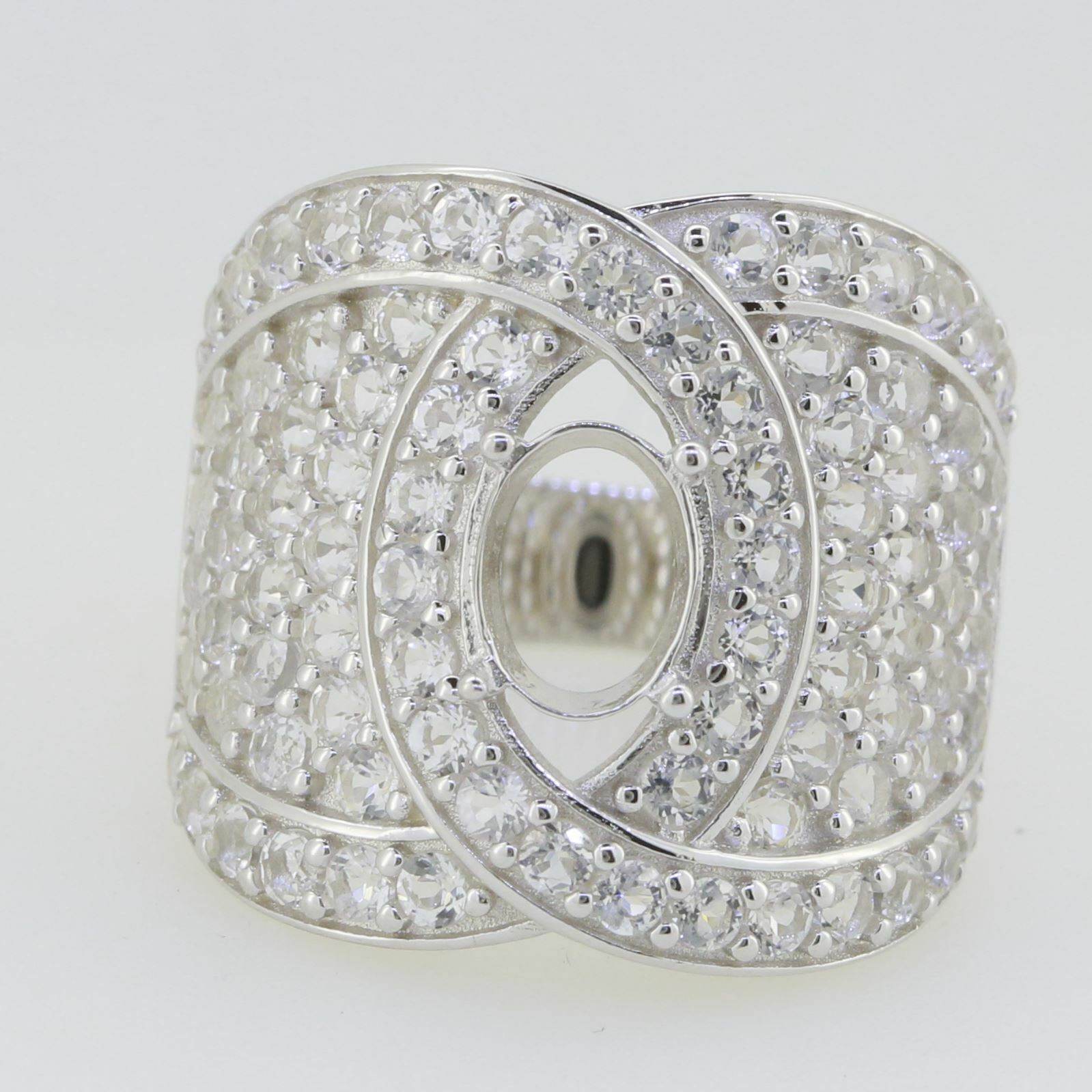 18K Gold Semi Mount Ring Setting Oval OV 8X6mm Dome Ring Diamond Accent Syzjewelry