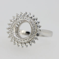 Platinum Semi Mount Ring Setting Round RD 10x10mm Double Halo Diamond Accent DHJ