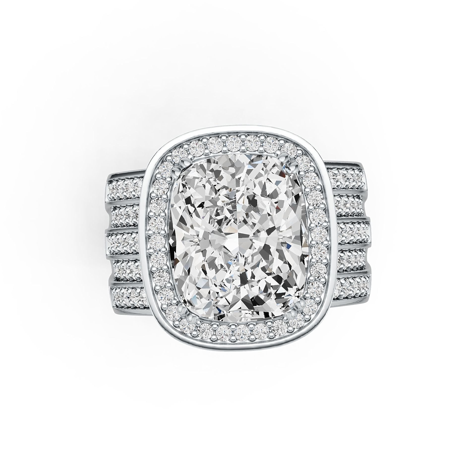 10K Gold Semi Mount Ring Setting Cushion CU 12X10mm with Moissanite Accent DHJ