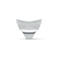 Sterling Silver Statement Ring Multi-Row with White Topaz or Moissanite