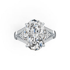 10K Gold Semi Mount Ring Setting Oval OV 14X10mm Moissanite Accent DHJ