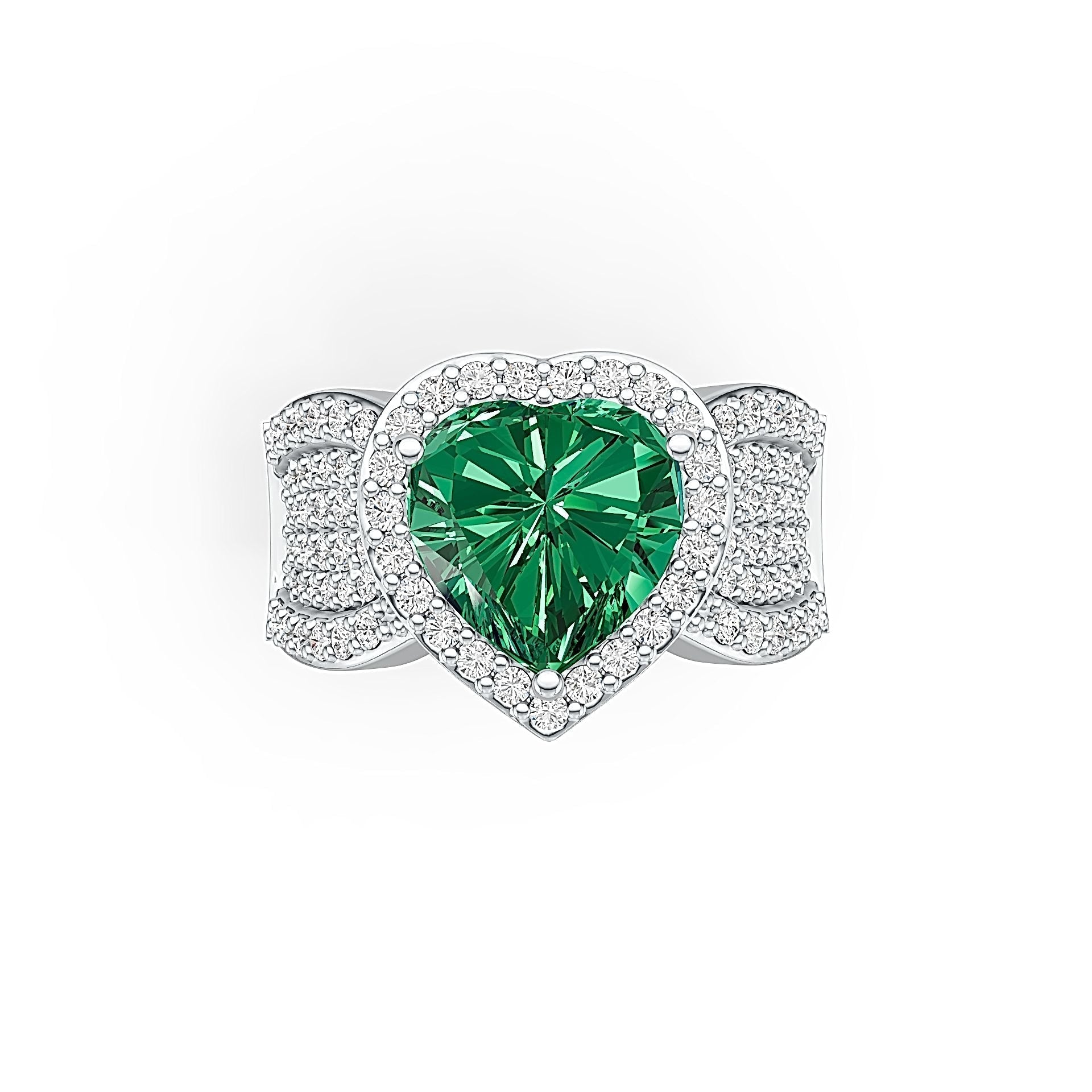 Platinum Semi Mount Ring Setting Heart HT 10X10mm with White Topaz Diamond Accent DHJ