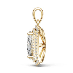 10K Gold Semi Mount Pendant Setting Cushion Cu 5x8mm Moissanite Accent Syz Jewelry