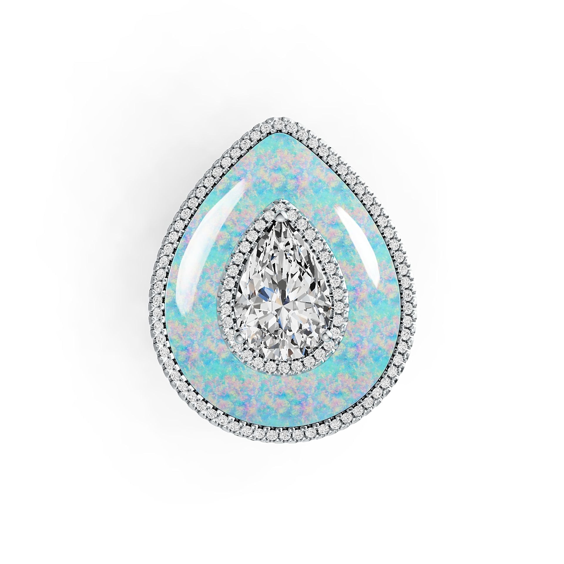 10K Gold Semi Mount Ring Setting Pear PE Cabochon 25X20mm PE 12X8mm Moissanite Accent DHJ