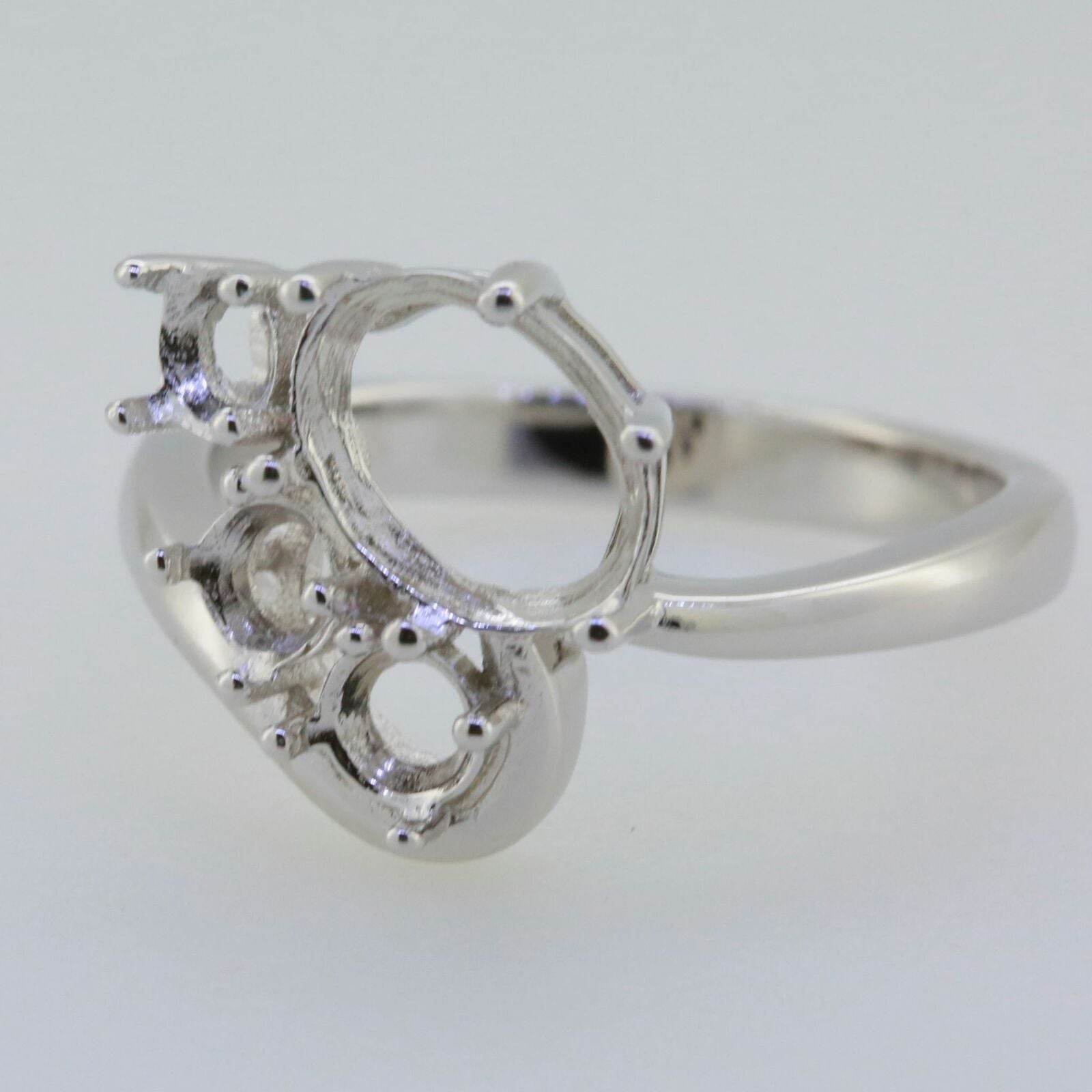 Platinum Semi Mount Ring Setting Oval OV 9x7mm RD 4x4mm Mother's Ring Bypass Cluster Diamond Accent Syzjewelry
