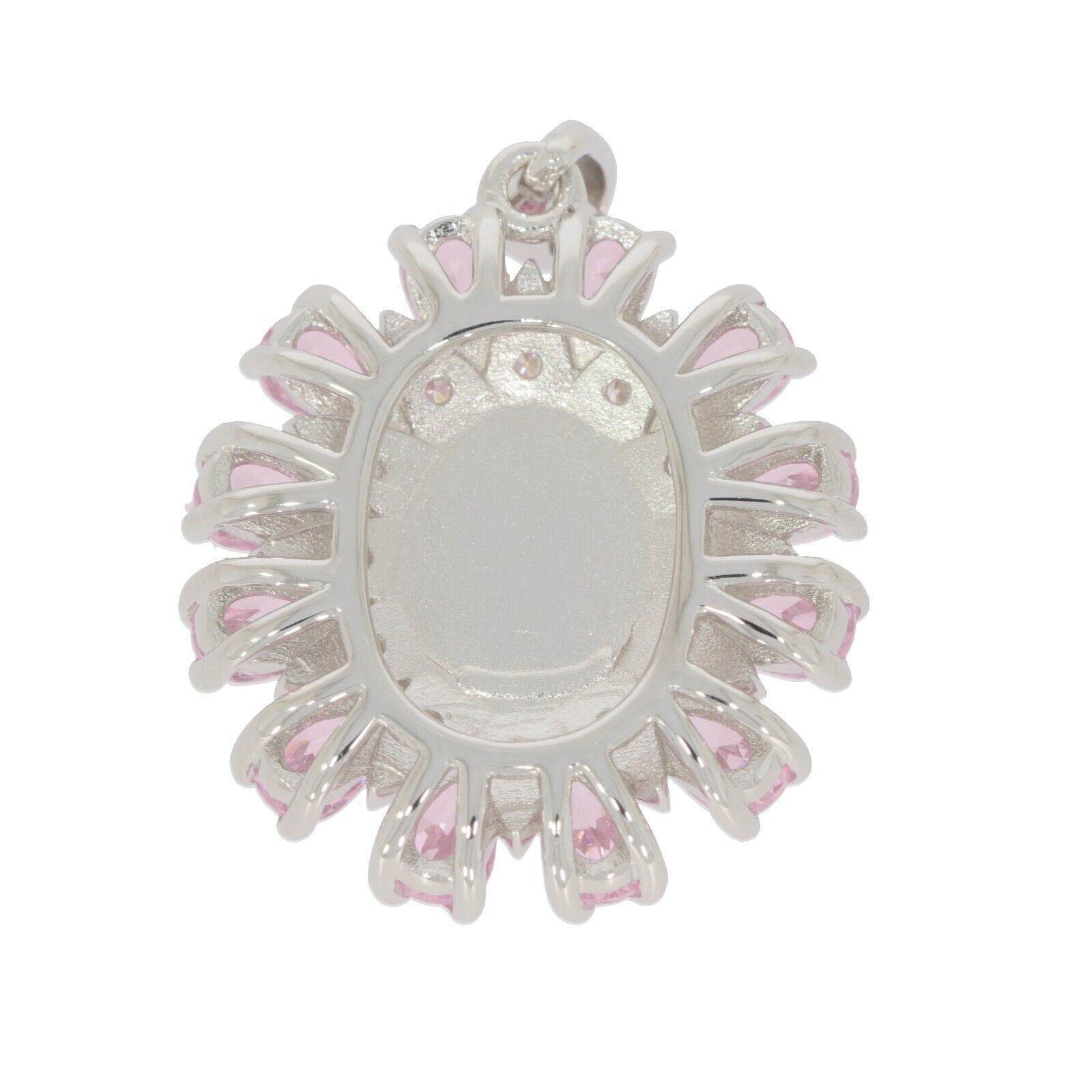 Platinum Semi Mount Pendant Setting Oval OV 10x8mm Cabochon PE 5x3mm Diamond Accent Syzjewelry