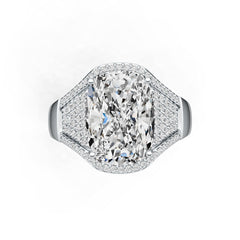 14K Gold Semi Mount Ring Setting Cushion CU 14X10mm Diamond Accent DHJ