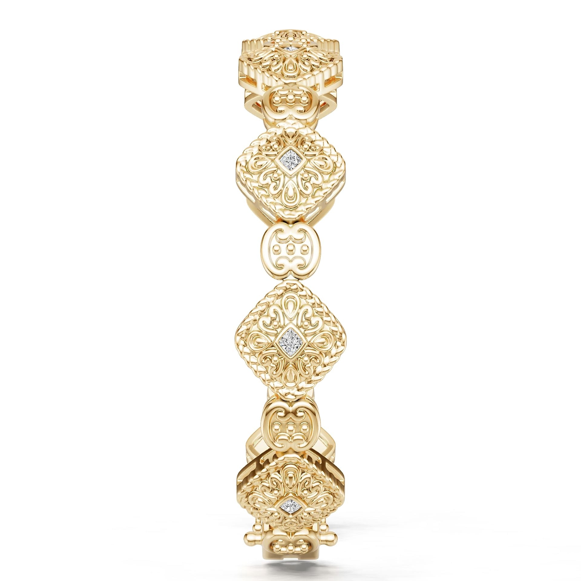 18K Gold Semi Mount Bracelet Setting Cushion Cu 5x2mm Diamond Accent Syz Jewelry