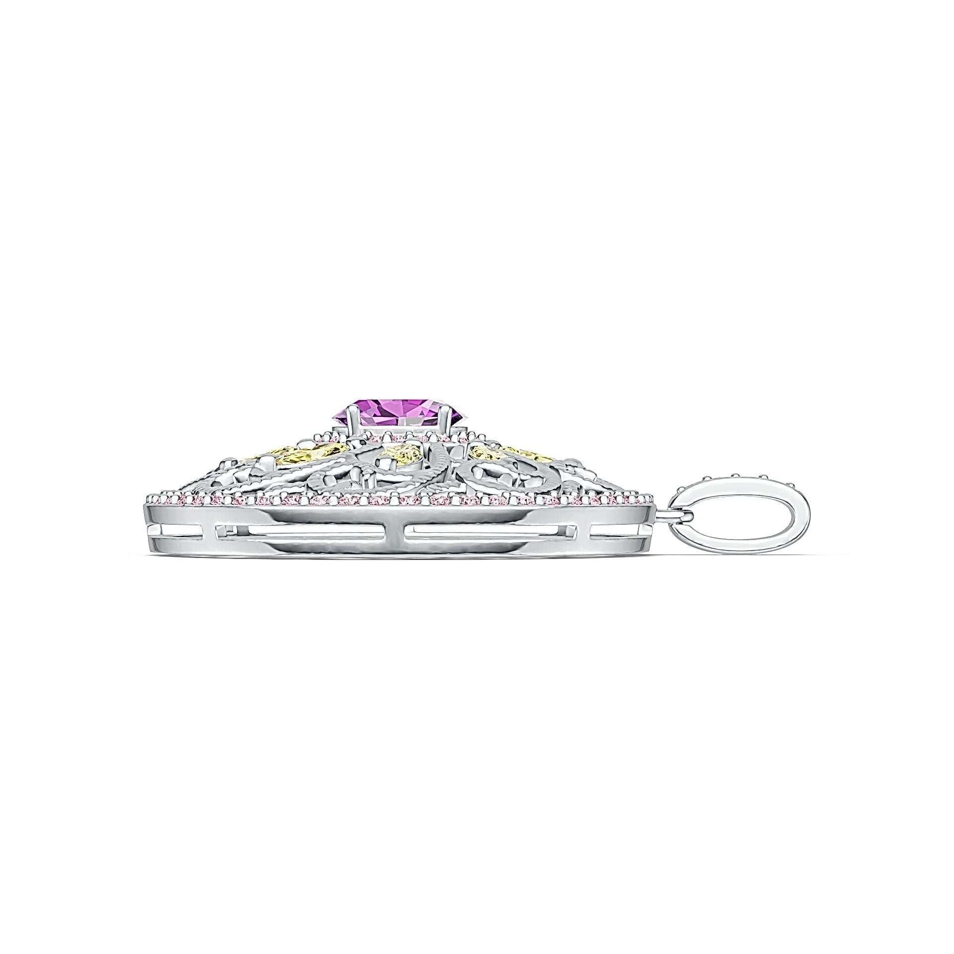 Platinum Semi Mount Pendant Setting Oval OV 8X6mm MQ 5X2.5mm Diamond Accent DHJ