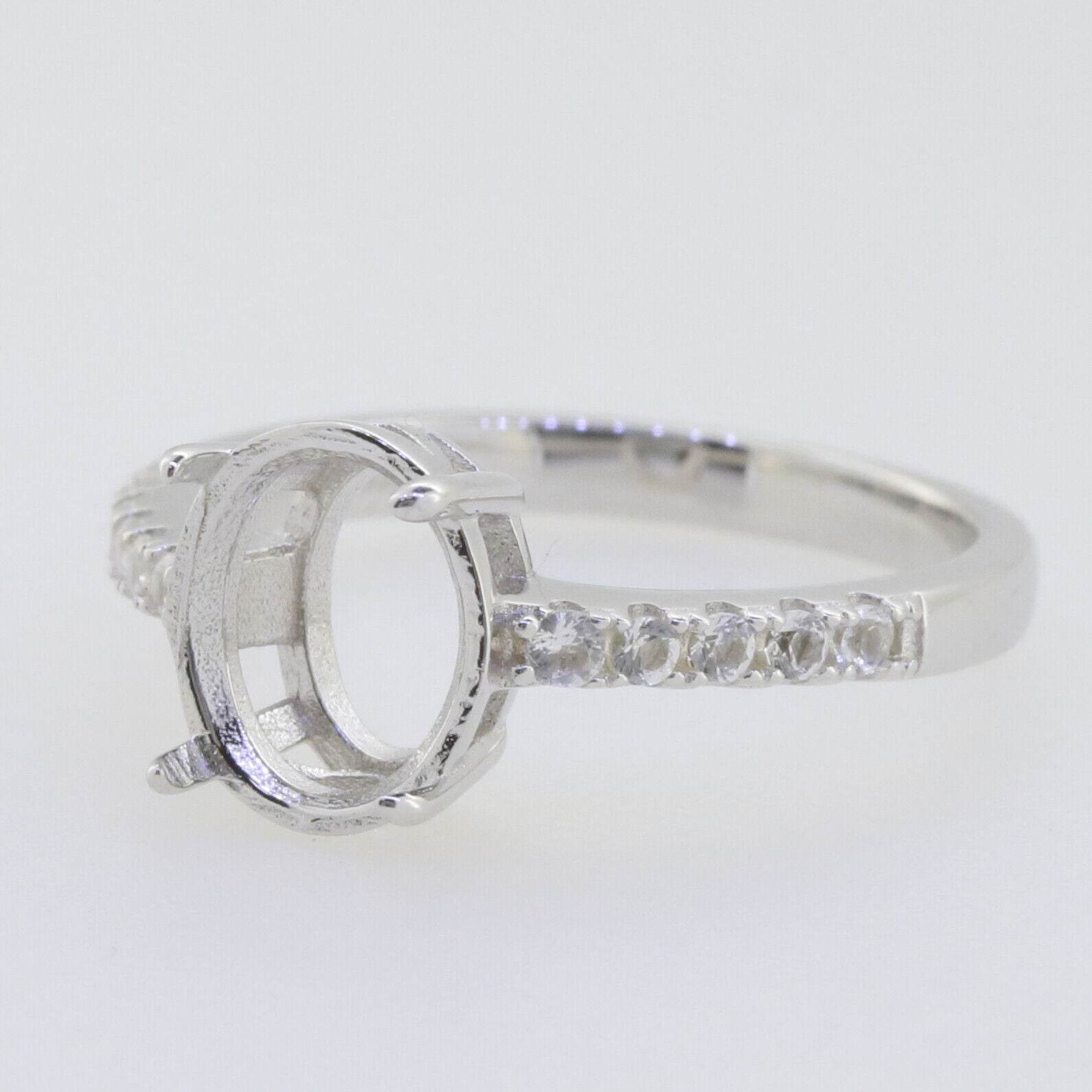 18K Gold Semi Mount Ring Setting Oval OV 10x8mm Accent White To Diamond Accent Syzjewelry