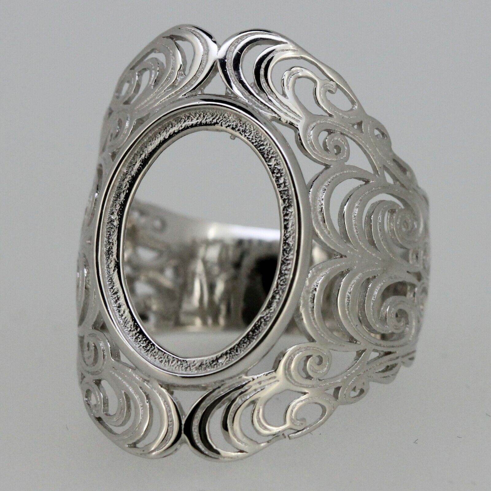 18K Gold Semi Mount Ring Setting Oval OV 15x11mm Cabochon Filigree Syzjewelry
