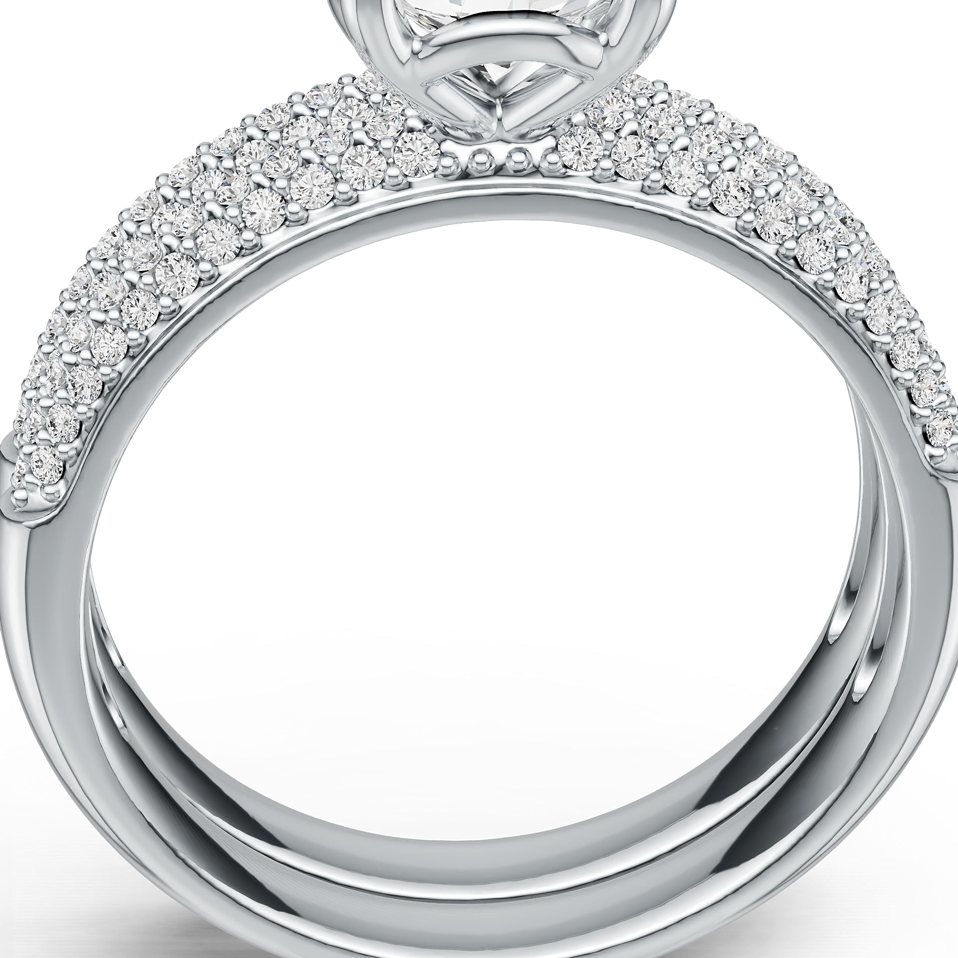 18K Gold Semi Mount Ring Setting Round RD 7X7mm Engagement Ring Set Diamond Accent DHJ