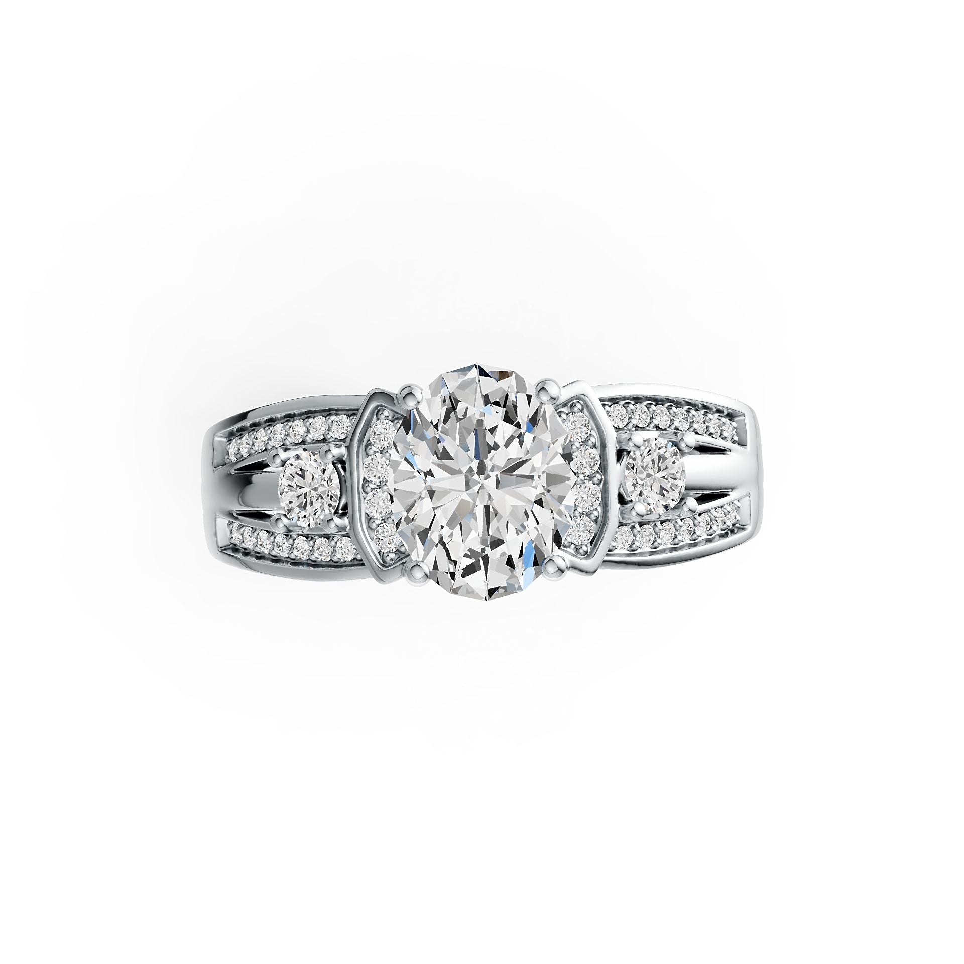 14K Gold Semi Mount Ring Setting Oval OV 9X7mm with Diamond Accent DHJ