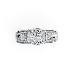 14K Gold Semi Mount Ring Setting Oval OV 9X7mm with Diamond Accent DHJ