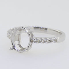 Platinum Semi Mount Ring Setting Oval OV 10x8mm Accent White To Diamond Accent Syzjewelry