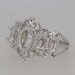 Edwardian Style 10K Gold Semi Mount Ring Setting Oval OV 8x6mm 5x3mm Syzjewelry