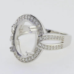 10K Gold Semi Mount Ring Setting Oval OV 14x10mm Halo Split Sha Moissanite Accent DHJ