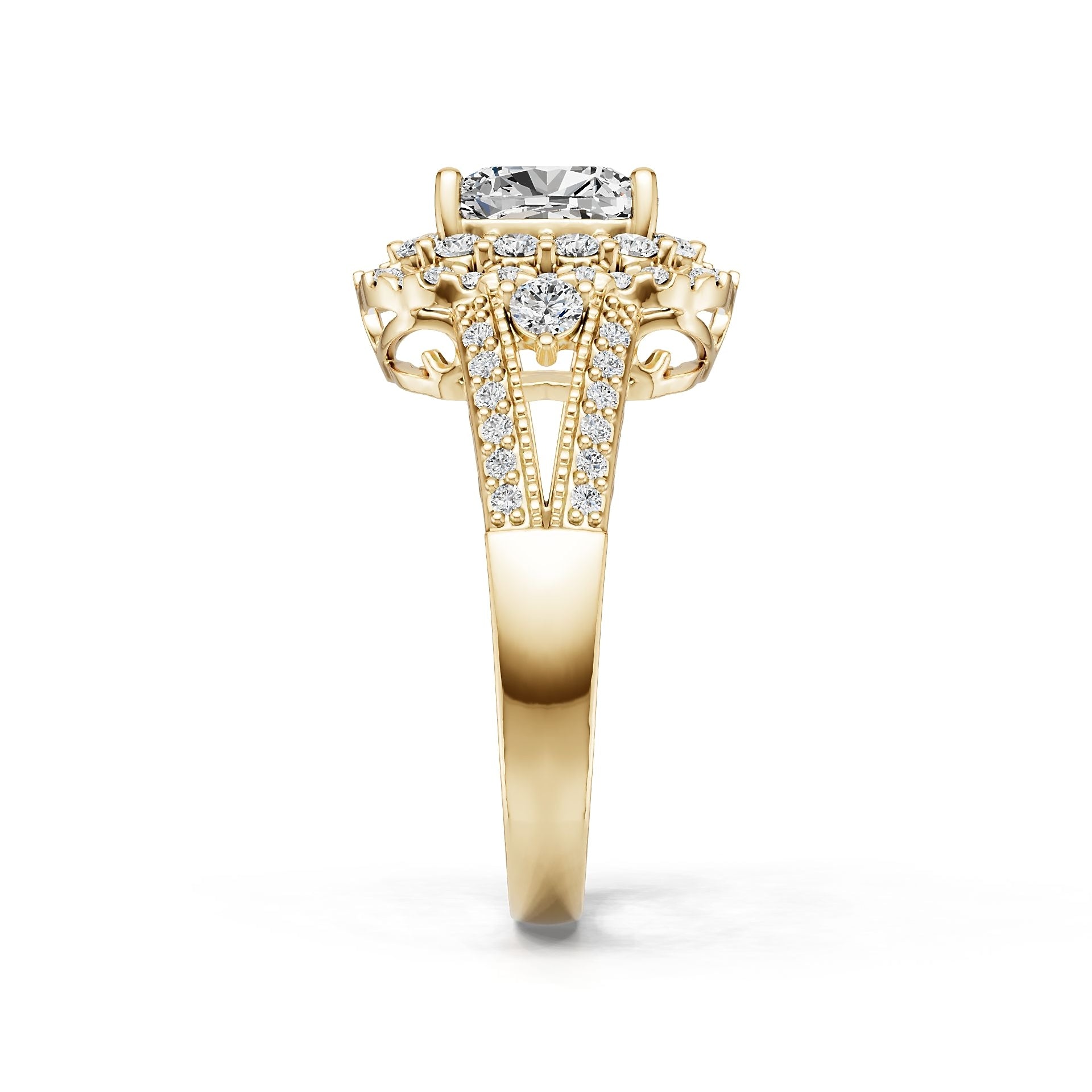 Platinum Semi Mount Ring Setting Round Ro 8x6mm Diamond Accent Syz Jewelry