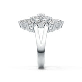 Platinum Ring with or Moissanite Cluster Cocktail Flower Theme Diamond Accent DHJ