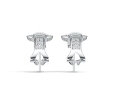 Sterling Silver Earrings Belt Buckle Theme with White Topaz or Moissanite