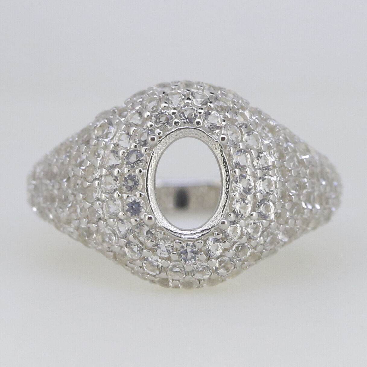 Platinum Semi Mount Ring Setting OV 8X6mm White Top Diamond Accent Syzjewelry