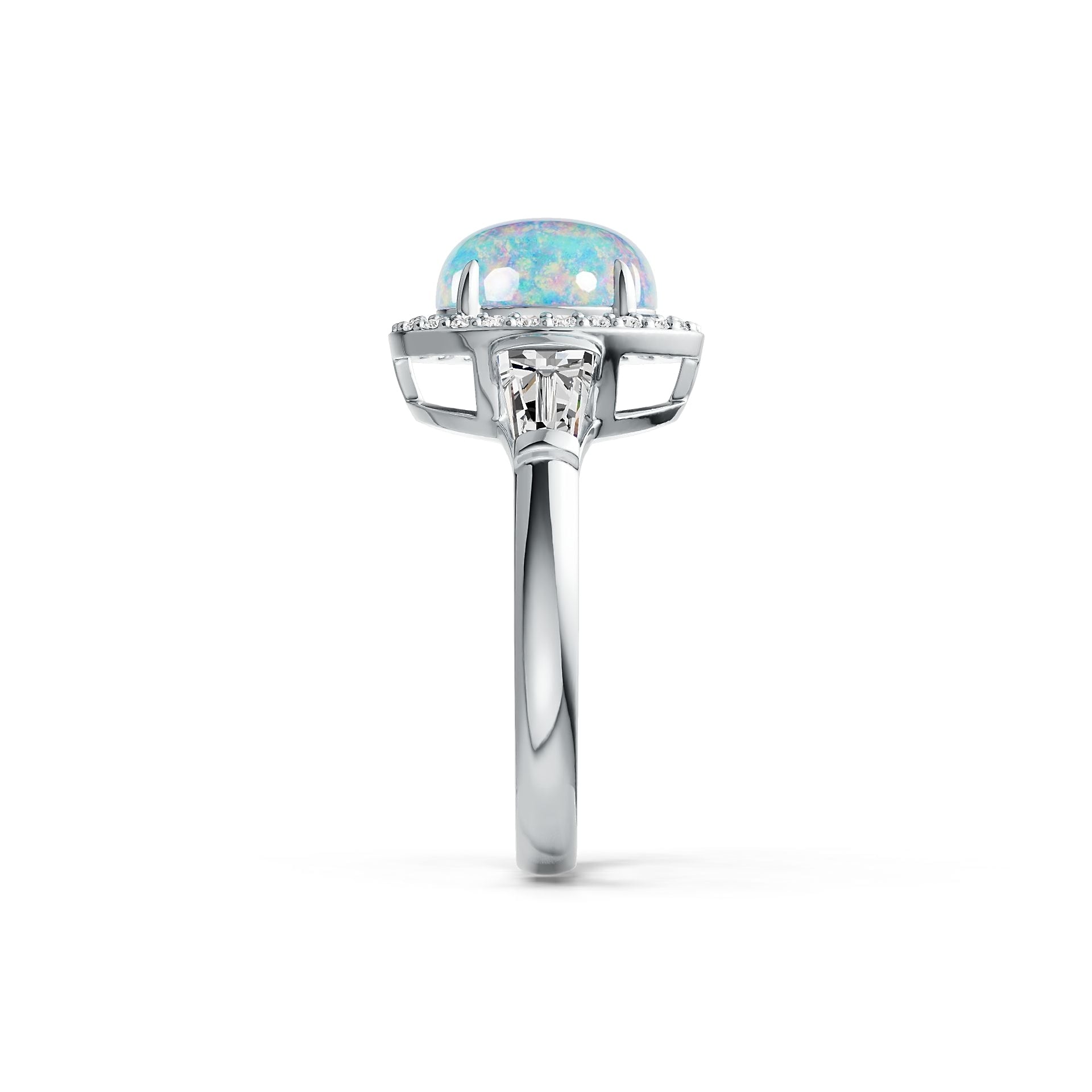 18K Gold Semi Mount Ring Setting Oval OV 9X7mm BG 5X4mm Cabochon Diamond Accent DHJ