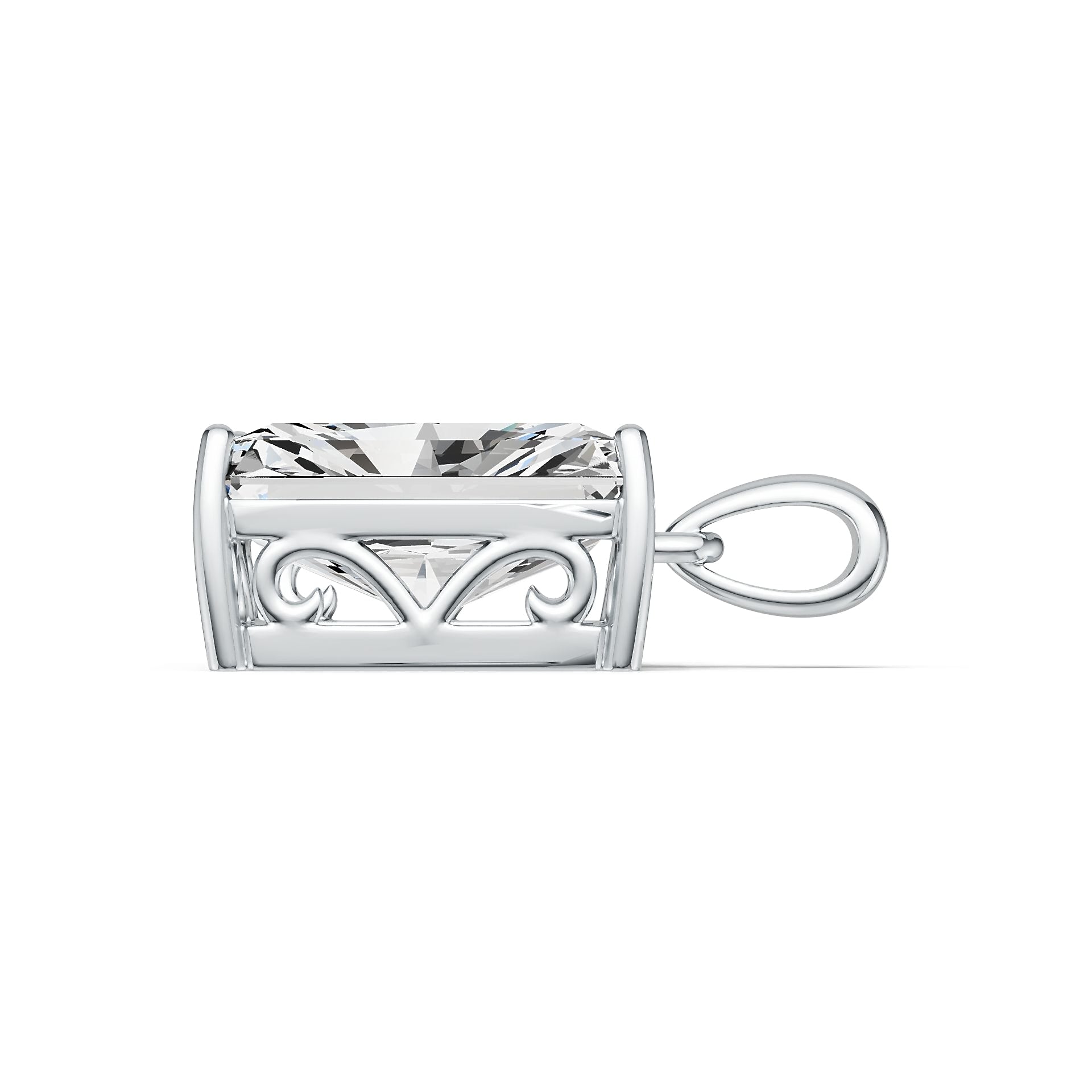 Sterling Silver Semi Mount Pendant Setting Emerald OCT 14X10mm DHJ