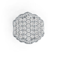 Platinum Cocktail Ring Scalloped with White Topaz or Moissanite Diamond Accent DHJ