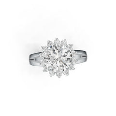 Platinum Semi Mount Ring Setting Round RD 8x8mm Halo Diamond Accent DHJ