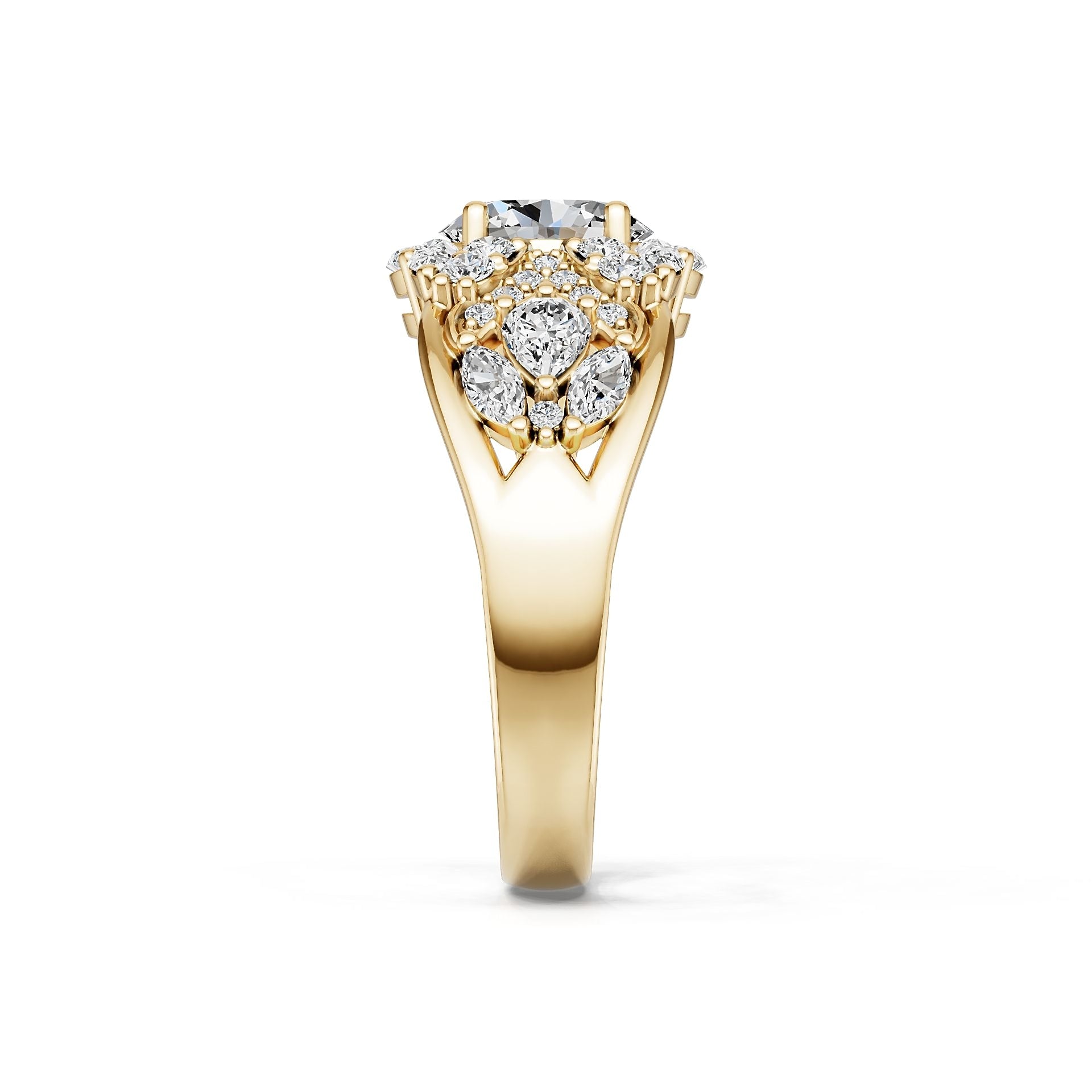 14K Gold Semi Mount Ring Setting Round Ro 5x6mm Diamond Accent Syz Jewelry