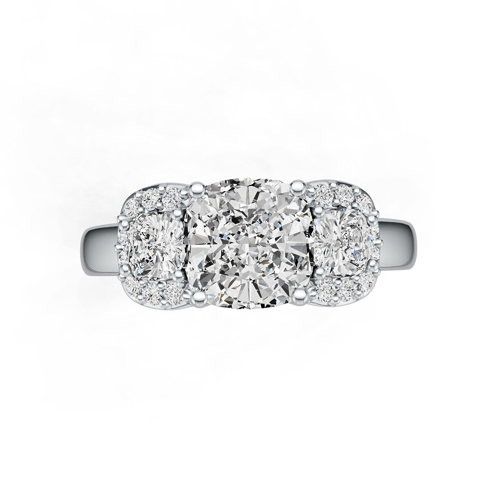 Platinum Semi Mount Ring Setting Cushion CU 7.5X7.5mm CU 4X4mm Diamond Accent DHJ