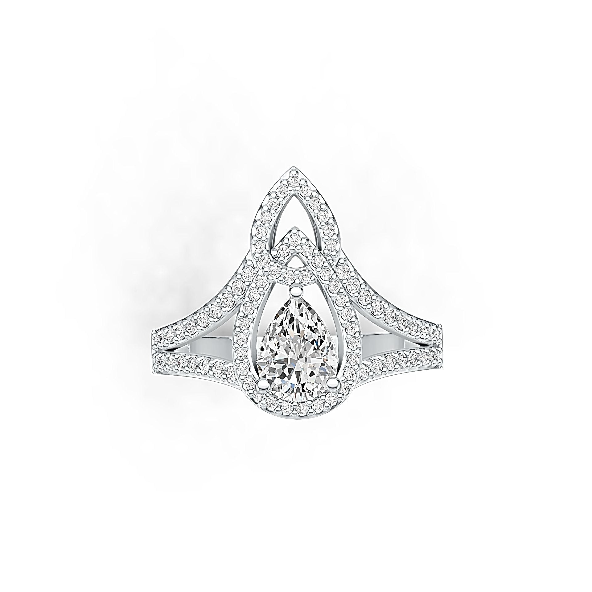 10K Gold Semi Mount Ring Setting Pear PE 8X6mm Moissanite Accent DHJ