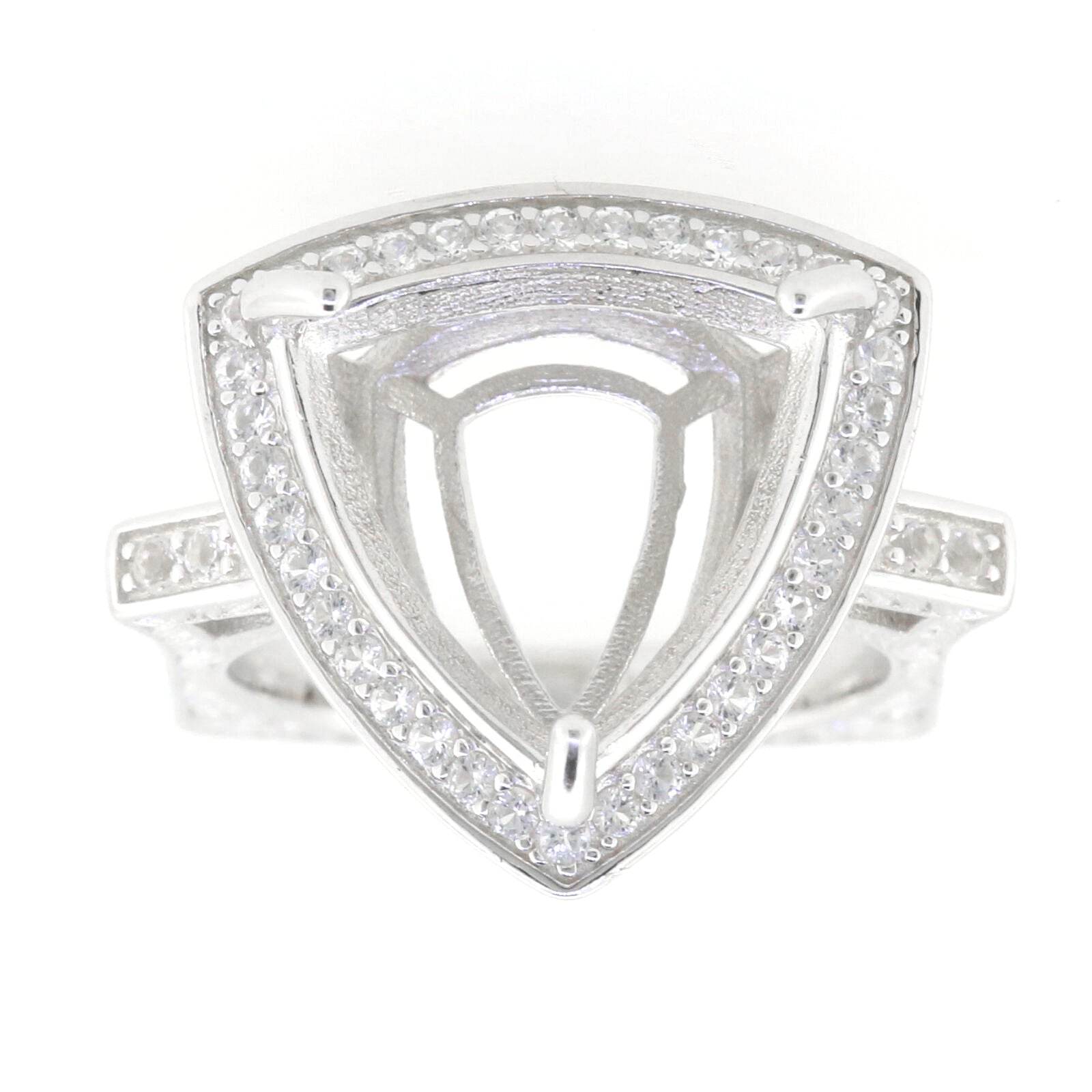 10K Gold Semi Mount Ring Setting Trillion Tri 15x15mm Euro Shank Style Moissanite Accent Syzjewelry