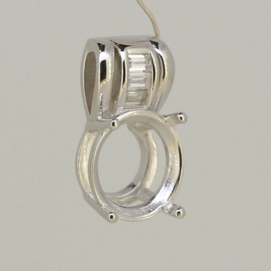 Platinum Semi Mount Pendant Setting Round RD 10x10mm Diamond Accent Syzjewelry