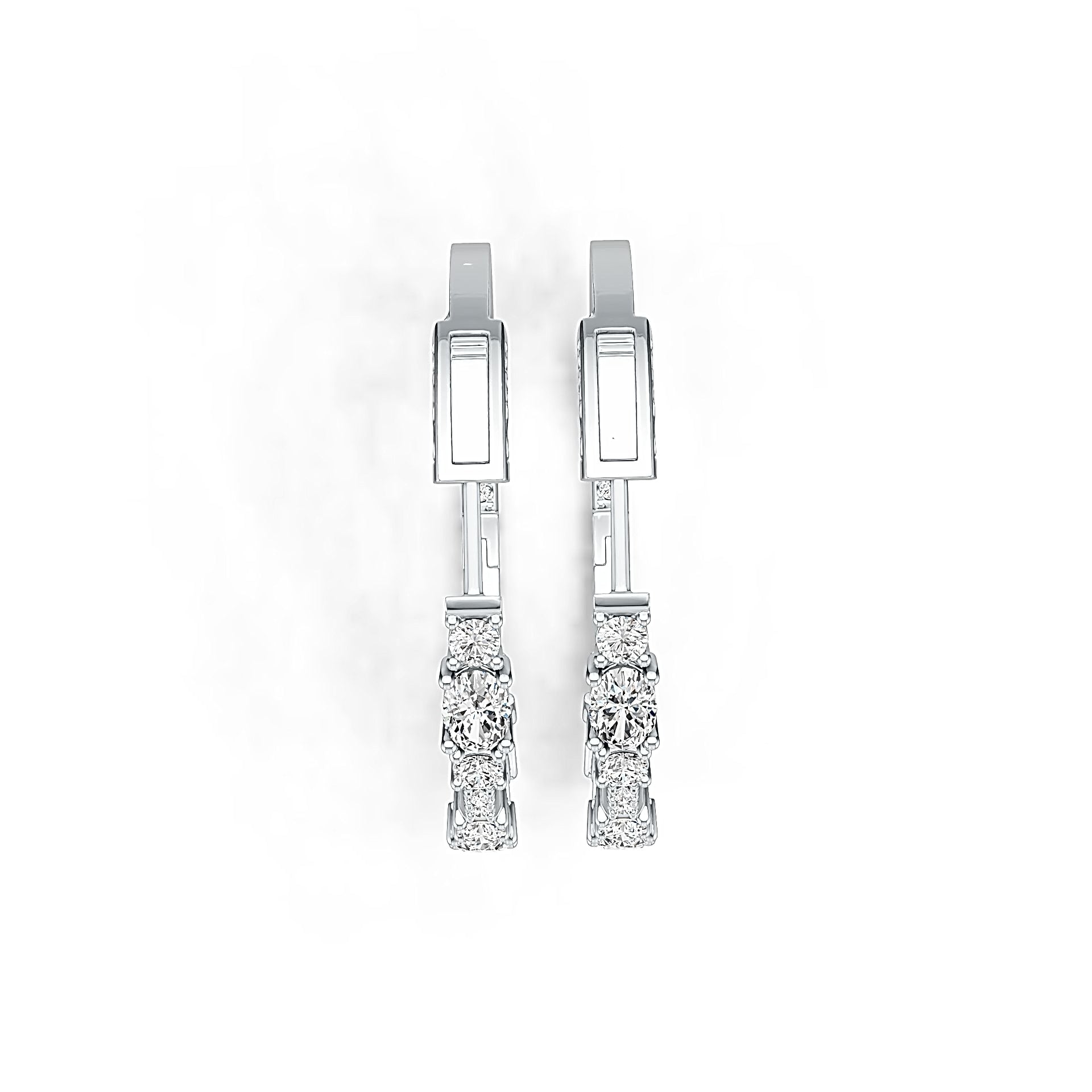 18K Gold Semi Mount Earrings Setting Oval OV 6X4mm Diamond Accent DHJ