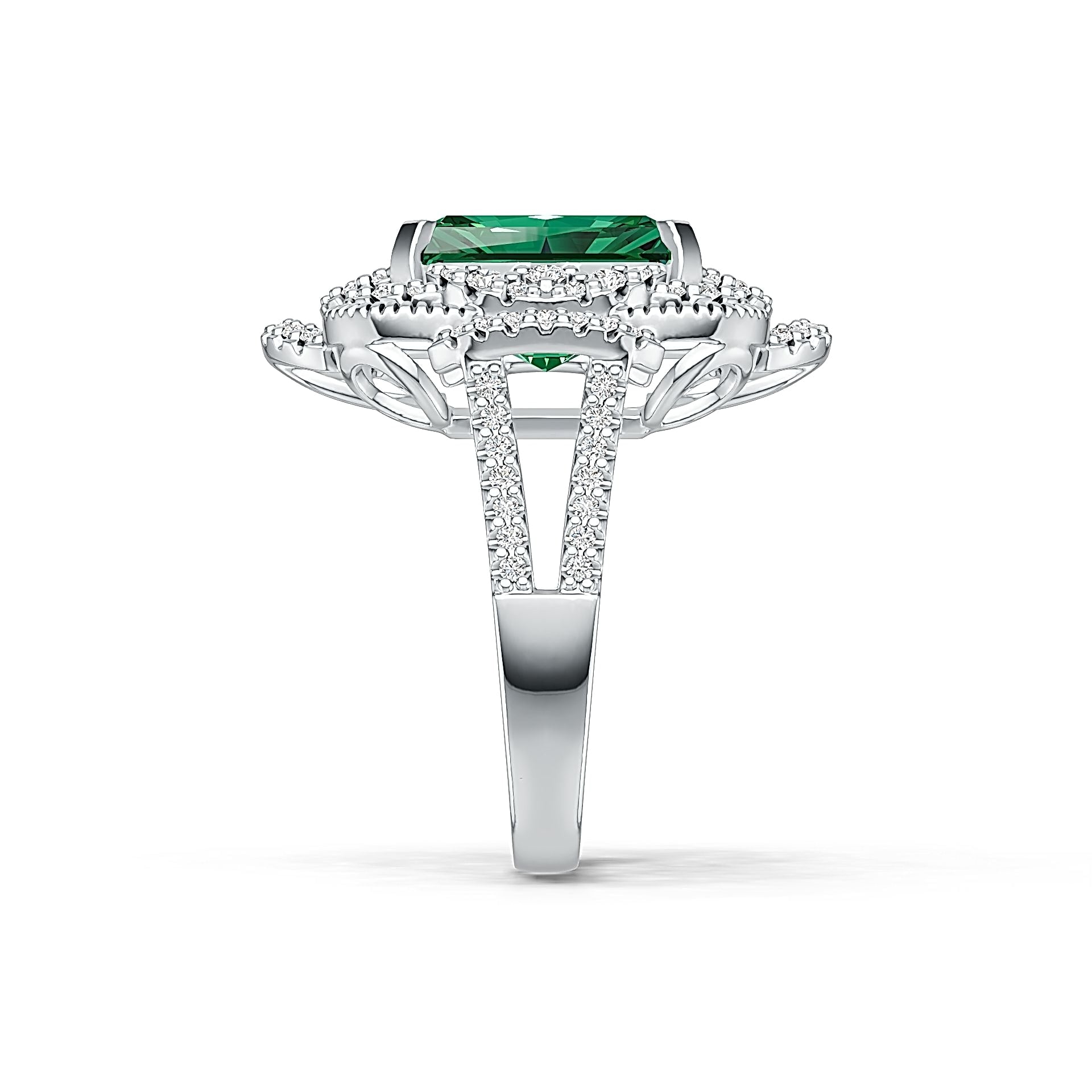 Sterling Silver Semi Mount Ring Setting Emerald OCT 12X10mm DHJ