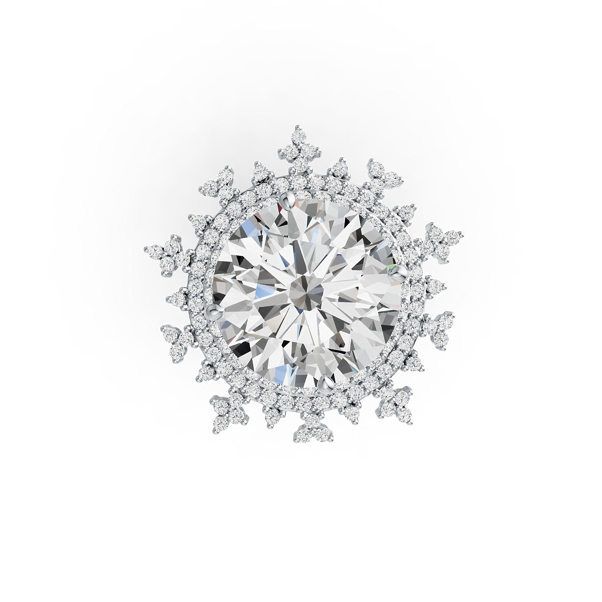 Platinum Semi Mount Ring Setting Round RD 15mm Double Halo Diamond Accent DHJ