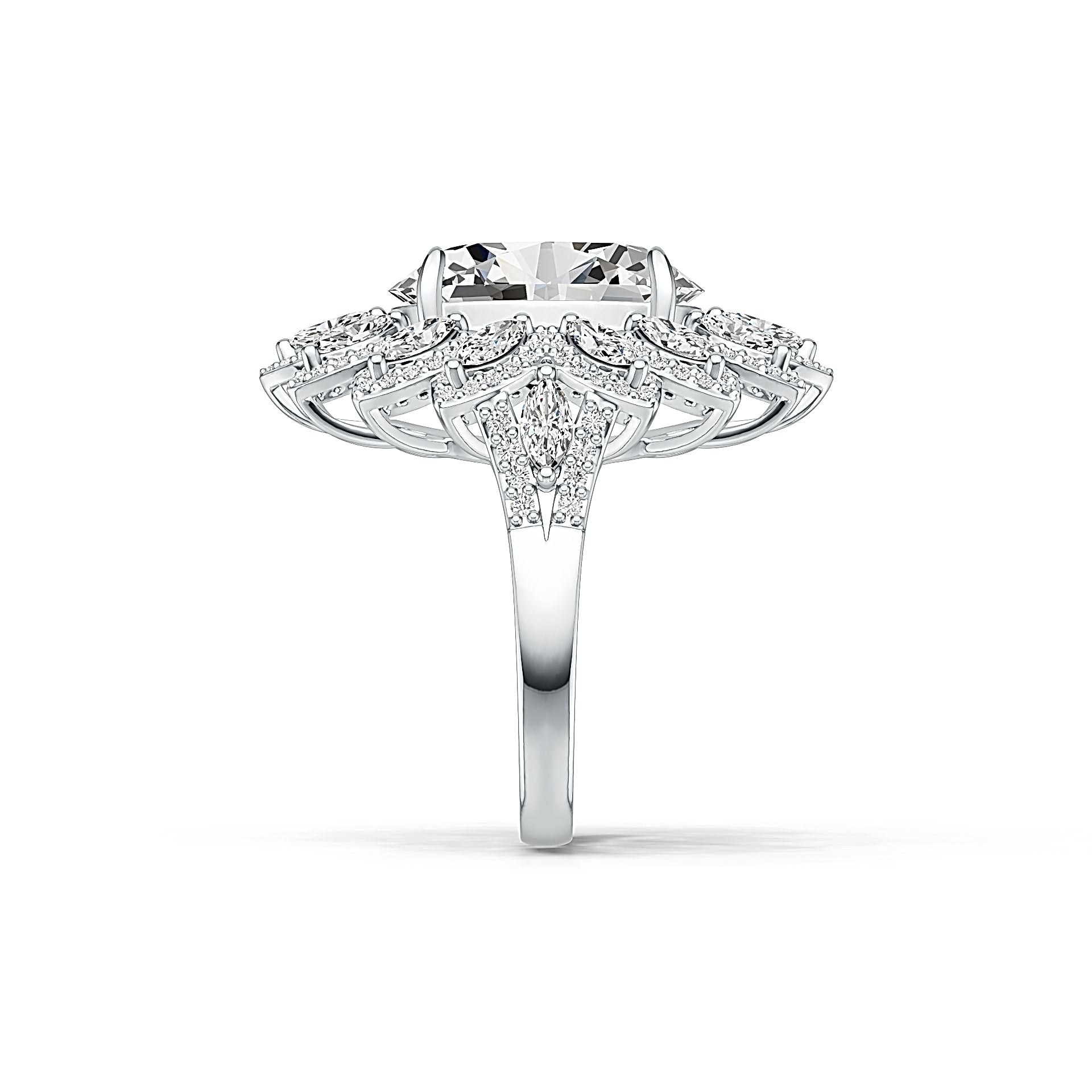 Sterling Silver Semi Mount Ring Setting Oval OV 16X12mm Flower Theme DHJ