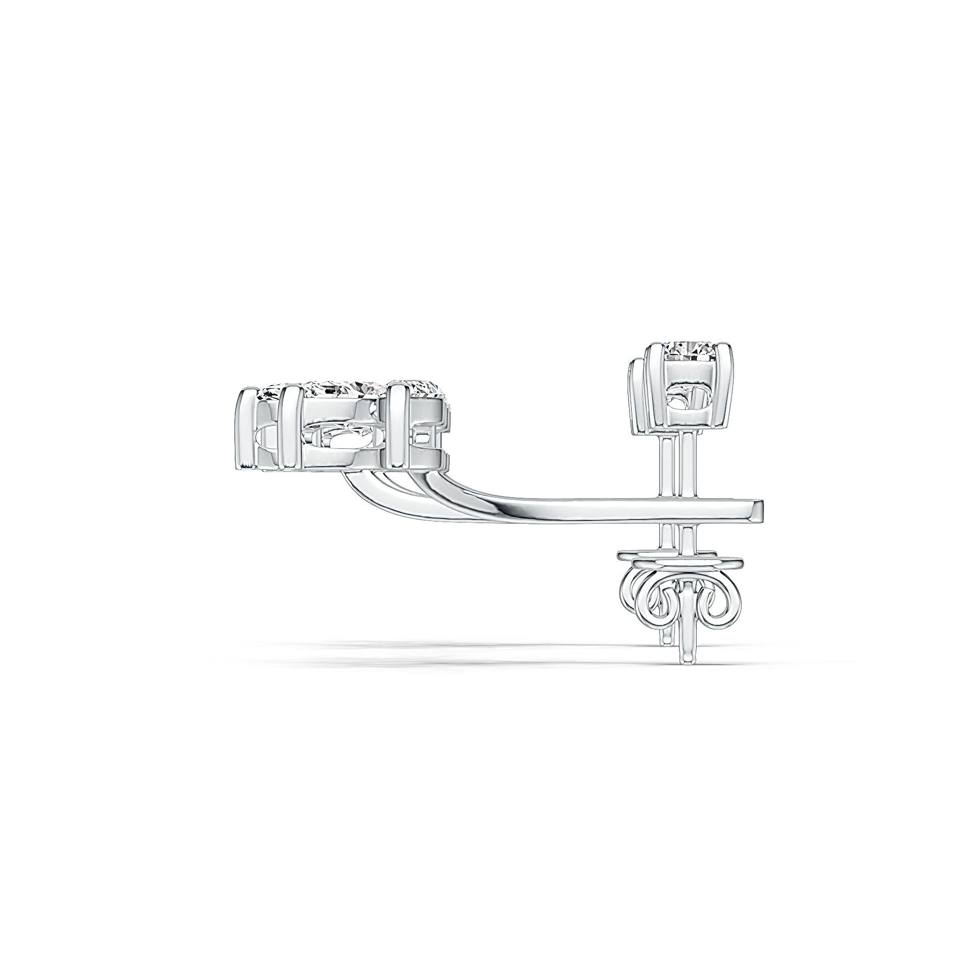 Sterling Silver Semi Mount Earrings Setting Marquise MQ 6X3mm RD 4X4mm DHJ