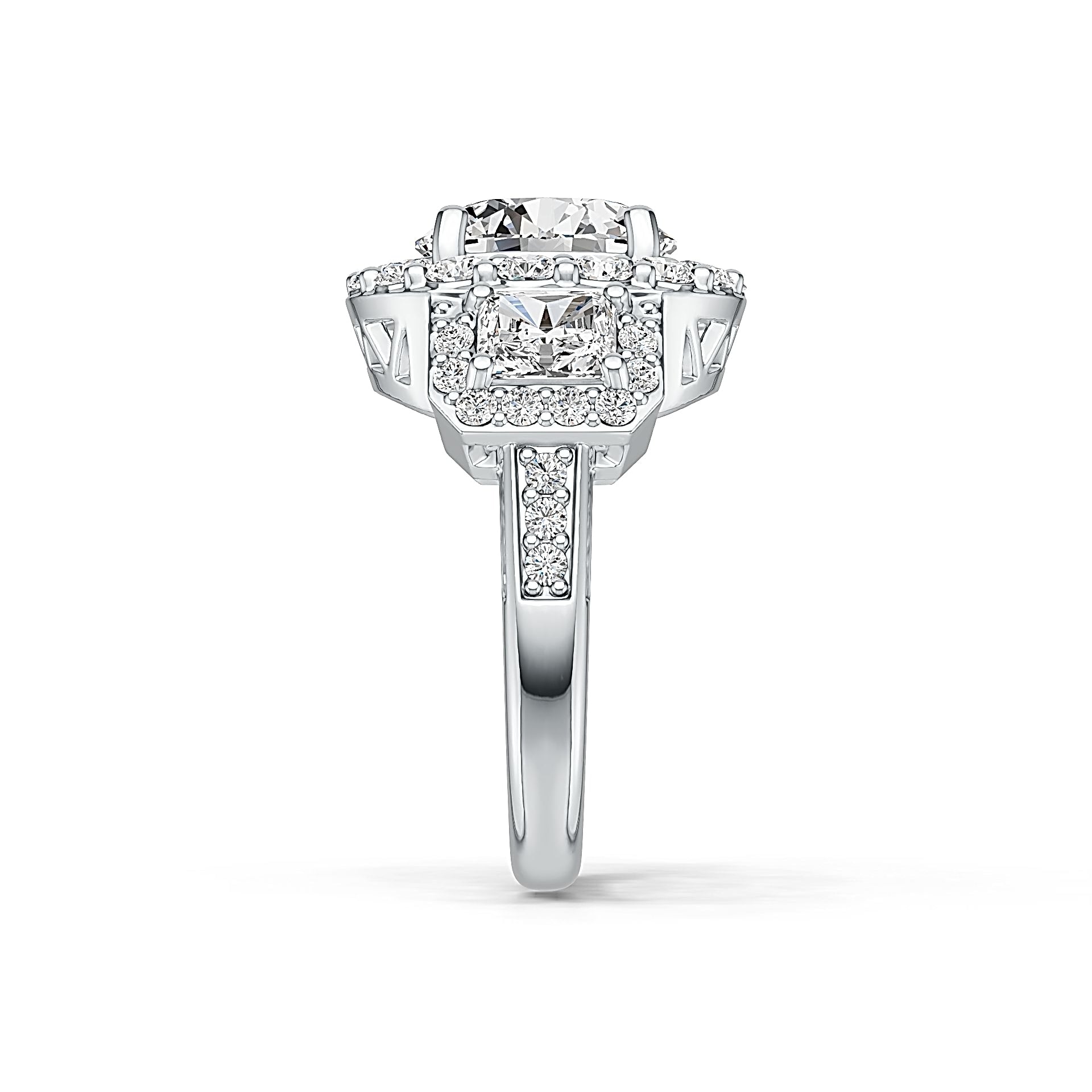 Sterling Silver Semi Mount Ring Setting Round RD 10x10mm Emerald OCT 5x4mm DHJ