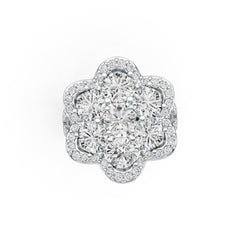 Platinum Semi Mount Ring Setting Round RD 6x6mm Flower Theme Split Shank Diamond Accent DHJ