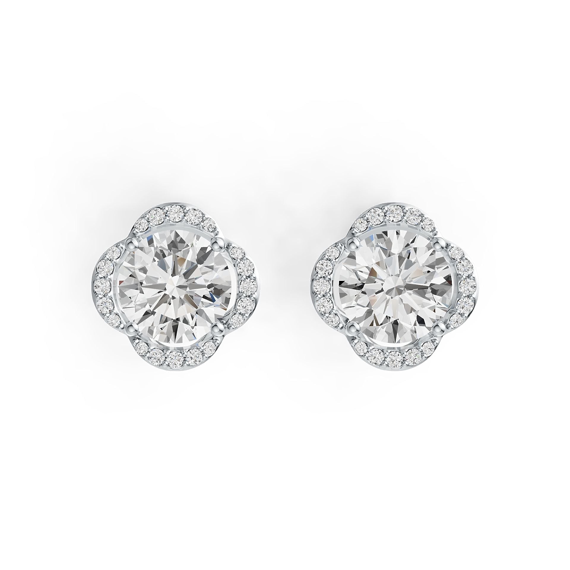 18K Gold Semi Mount Earrings Setting Round RD 8x8mm Diamond Accent DHJ
