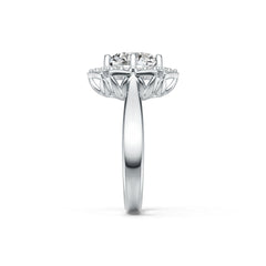 14K Gold Semi Mount Ring Setting Round RD 9.5mm with Flower Theme Diamond Accent DHJ