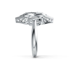 Sterling Silver Ring with White Topaz or Moissanite Vintage-Inspired DHJ