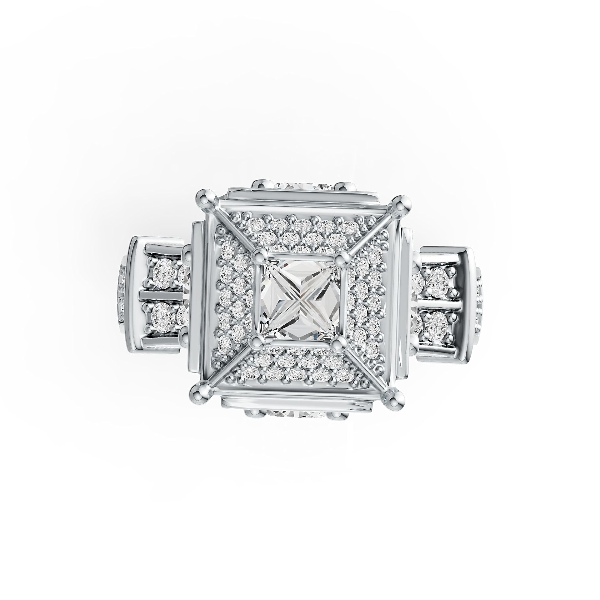 Platinum Semi Mount Ring Setting Round RD 5x5mm SQ 4x4mm Diamond Accent DHJ