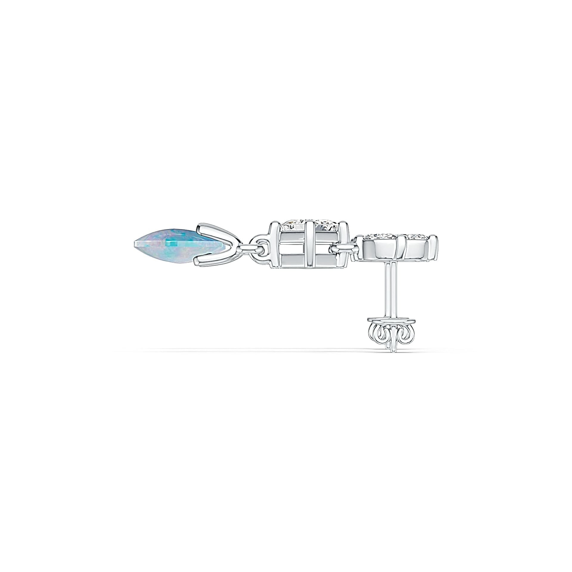 Platinum Semi Mount Earrings Setting Pear PE 8X5mm SQ 4X4mm DHJ