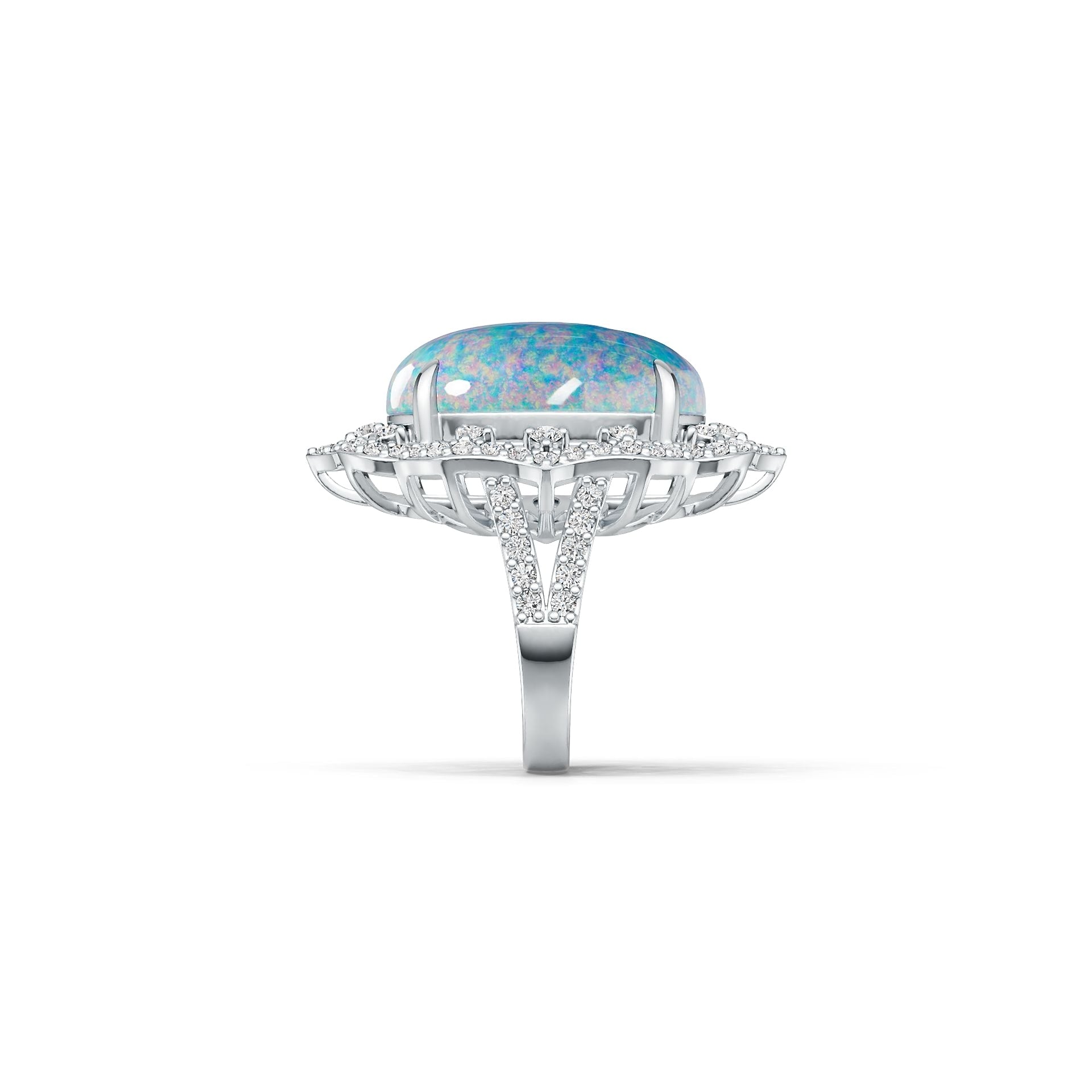 Sterling Silver Semi Mount Ring Setting Cab Oval OV 20x15mm Halo Accent Cocktail Ring Syzjewelry